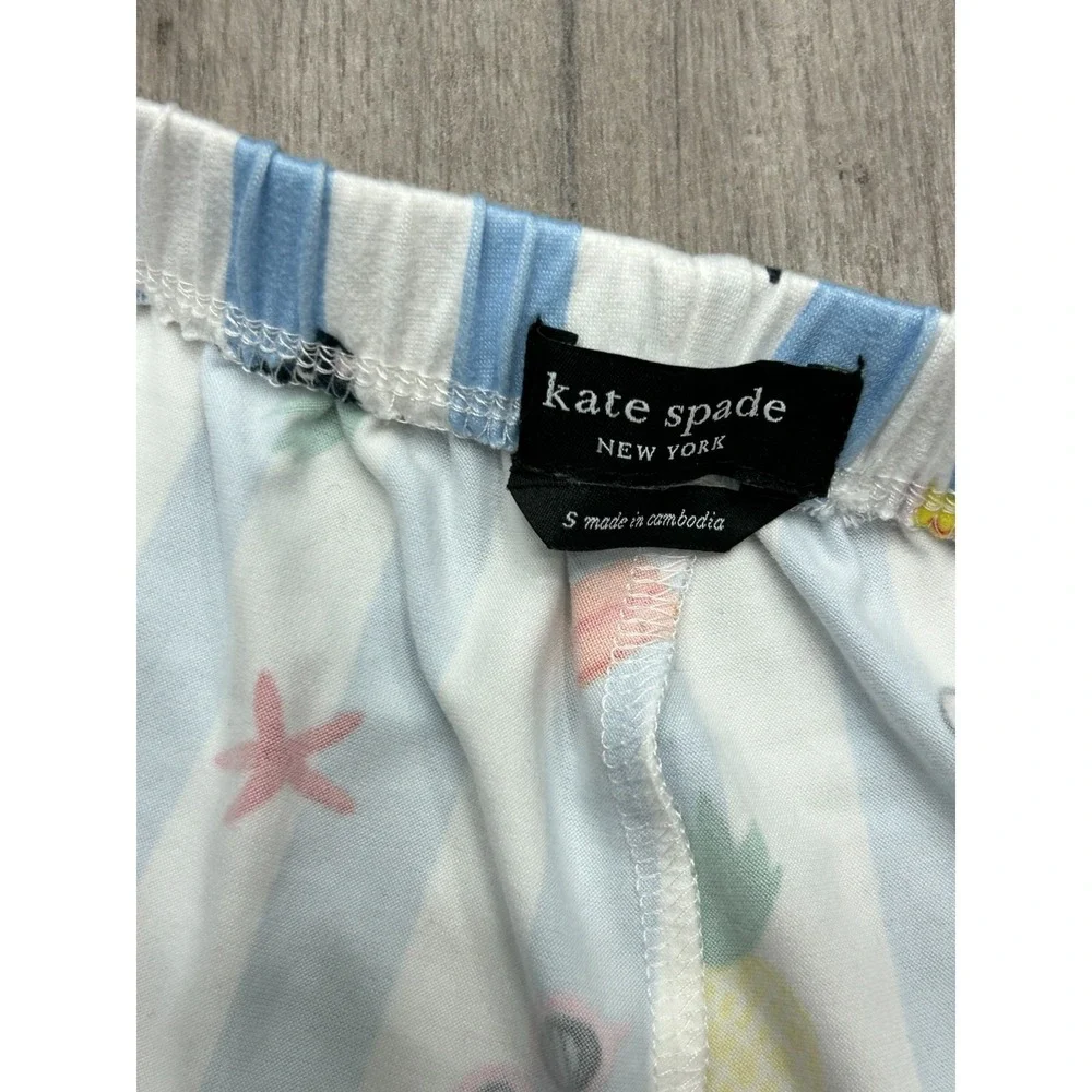 Kate Spade Womens Cabana Blue White Stripe Summer Beach Print Pajama Set Size S